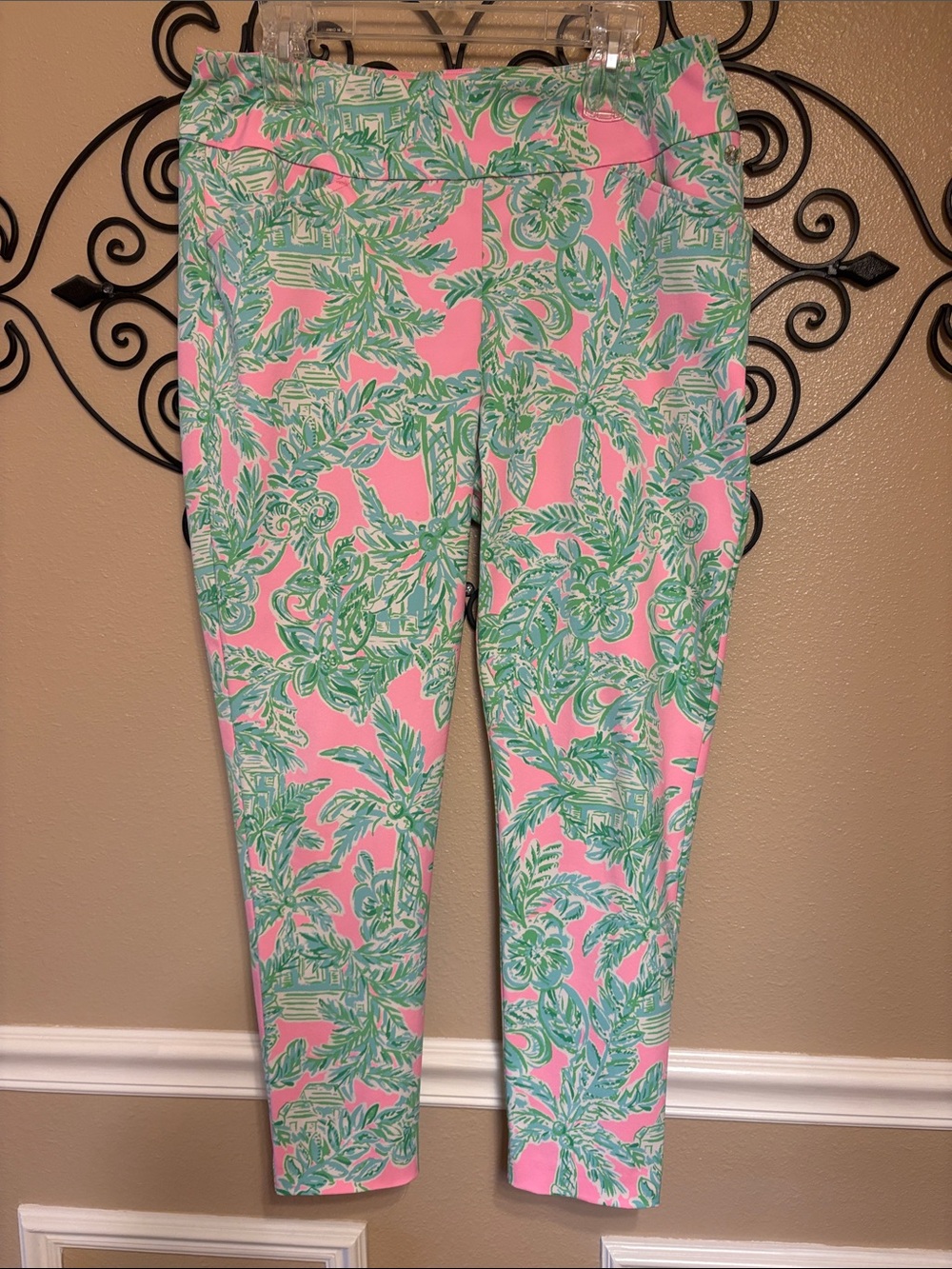 Lilly Pulitzer Pink Tropical-Print Straight Leg Pants
